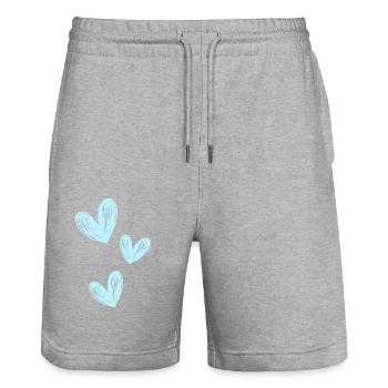 Love blue - Stanley/Stella Unisex Bio Joggingshorts Trainer  - Grau meliert - Vorne - Nik (191cm) & Marisol (170cm)