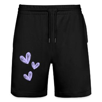 Love purple - Stanley/Stella Unisex Bio Joggingshorts Trainer  - Schwarz - Vorne - Nik (191cm) & Marisol (170cm)