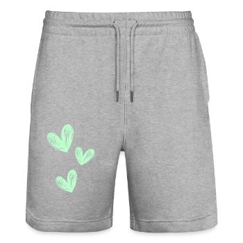 Love green - Stanley/Stella Unisex Bio Joggingshorts Trainer  - Grau meliert - Vorne - Nik (191cm) & Marisol (170cm)