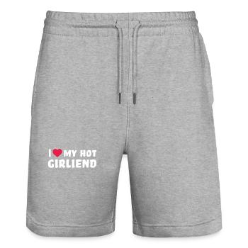 i love my hot girlfriend - Stanley/Stella Unisex Bio Joggingshorts Trainer  - Grau meliert - Vorne - Nik (191cm) & Marisol (170cm)