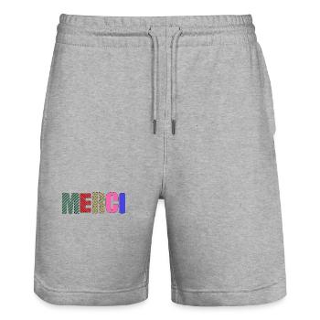 MERCI - Short de jogging bio TRAINER Stanley/Stella unisexe - gris chiné - Devant - Nik (191cm) & Marisol (170cm)