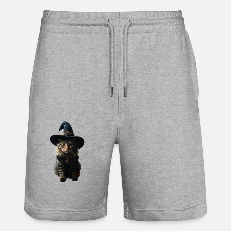 Chat sorcière Halloween - Short de jogging bio TRAINER Stanley/Stella unisexe - gris chiné