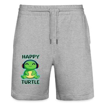 TurtleBliss: Freude am Strand - Shirt - Stanley/Stella Unisex Bio Joggingshorts Trainer  - Grau meliert - Vorne - Nik (191cm) & Marisol (170cm)