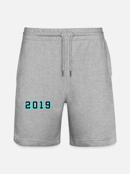 2019 Year Birthday - Stanley/Stella Trainer Unisex Organic Jogging Shorts - heather grey