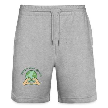 Cœur pour la Terre - Short de jogging bio TRAINER Stanley/Stella unisexe - gris chiné - Devant - Nik (191cm) & Marisol (170cm)