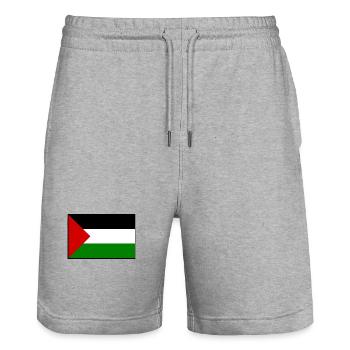 Palestine - Short de jogging bio TRAINER Stanley/Stella unisexe - gris chiné - Devant - Nik (191cm) & Marisol (170cm)