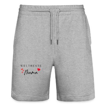weltbeste Mama - Stanley/Stella Unisex Bio Joggingshorts Trainer  - Grau meliert - Vorne - Nik (191cm) & Marisol (170cm)
