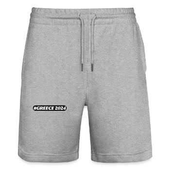 Greece 2024 - Stanley/Stella Unisex Bio Joggingshorts Trainer  - Grau meliert - Vorne - Nik (191cm) & Marisol (170cm)