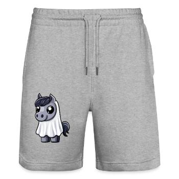 Pferd Halloween Comic Geist - Stanley/Stella Unisex Bio Joggingshorts Trainer  - Grau meliert - Vorne - Nik (191cm) & Marisol (170cm)