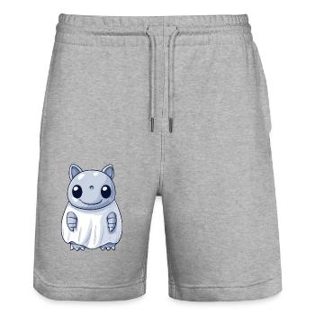 Armadillo Halloween Comic Ghost - Short de jogging bio TRAINER Stanley/Stella unisexe - gris chiné - Devant - Nik (191cm) & Marisol (170cm)