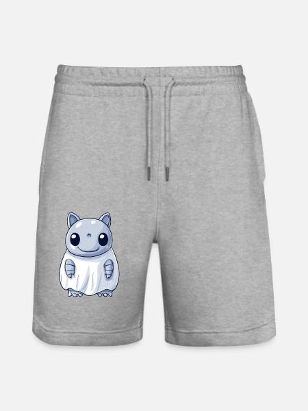 Armadillo Halloween Comic Ghost - Stanley/Stella Trainer Unisex Organic Jogging Shorts - heather grey