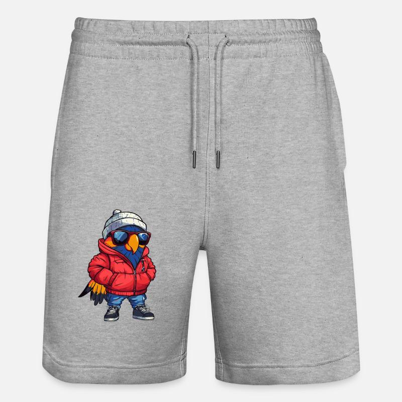 Papagai Cool Comic - Stanley/Stella Trainer Unisex Organic Jogging Shorts - heather grey