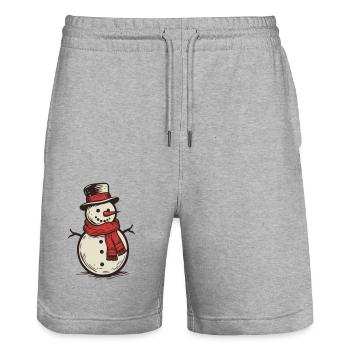 Schneemann - Stanley/Stella Unisex Bio Joggingshorts Trainer  - Grau meliert - Vorne - Nik (191cm) & Marisol (170cm)