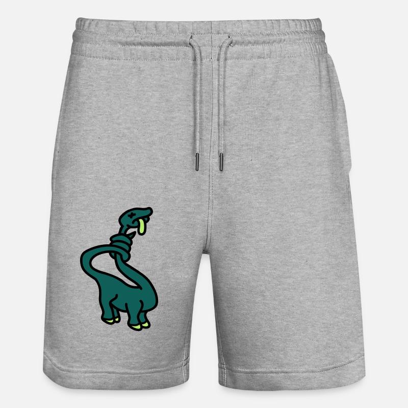 stranglesaurus_dino_3c - Stanley/Stella Trainer Unisex Organic Jogging Shorts - heather grey