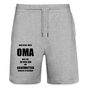 Geschenk für Oma Spruch - Stanley/Stella Unisex Bio Joggingshorts Trainer  - Grau meliert - Vorne - Nik (191cm) & Marisol (170cm)