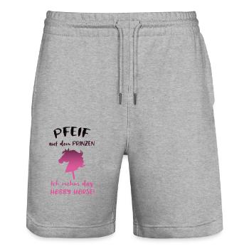Hobby Horsing Hobby Horse Pferd Reiten Mädchen - Stanley/Stella Unisex Bio Joggingshorts Trainer  - Grau meliert - Vorne - Nik (191cm) & Marisol (170cm)