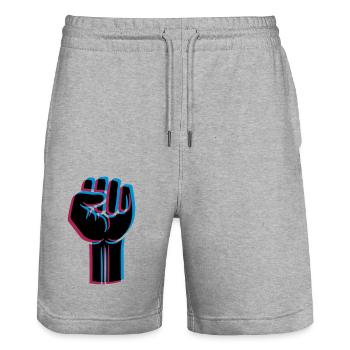 Rebellen Faust 3D - Stanley/Stella Unisex Bio Joggingshorts Trainer  - Grau meliert - Vorne - Nik (191cm) & Marisol (170cm)