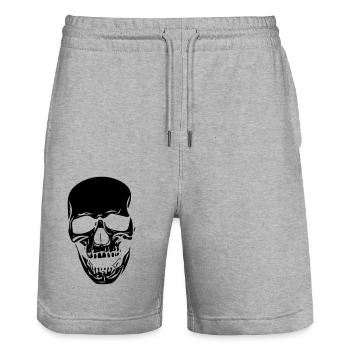Skull in vintage look - Stanley/Stella Trainer Unisex Organic Jogging Shorts - heather grey - Front - Nik (191cm) & Marisol (170cm)