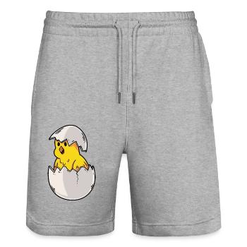 Ferme Poulailler Poussin de Pâques Nid d’œufs de Pâques - Short de jogging bio TRAINER Stanley/Stella unisexe - gris chiné - Devant - Nik (191cm) & Marisol (170cm)