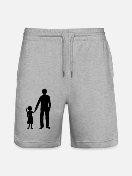 Papa Tochter Team Silhouette - Stanley/Stella Unisex Bio Joggingshorts Trainer  - Grau meliert