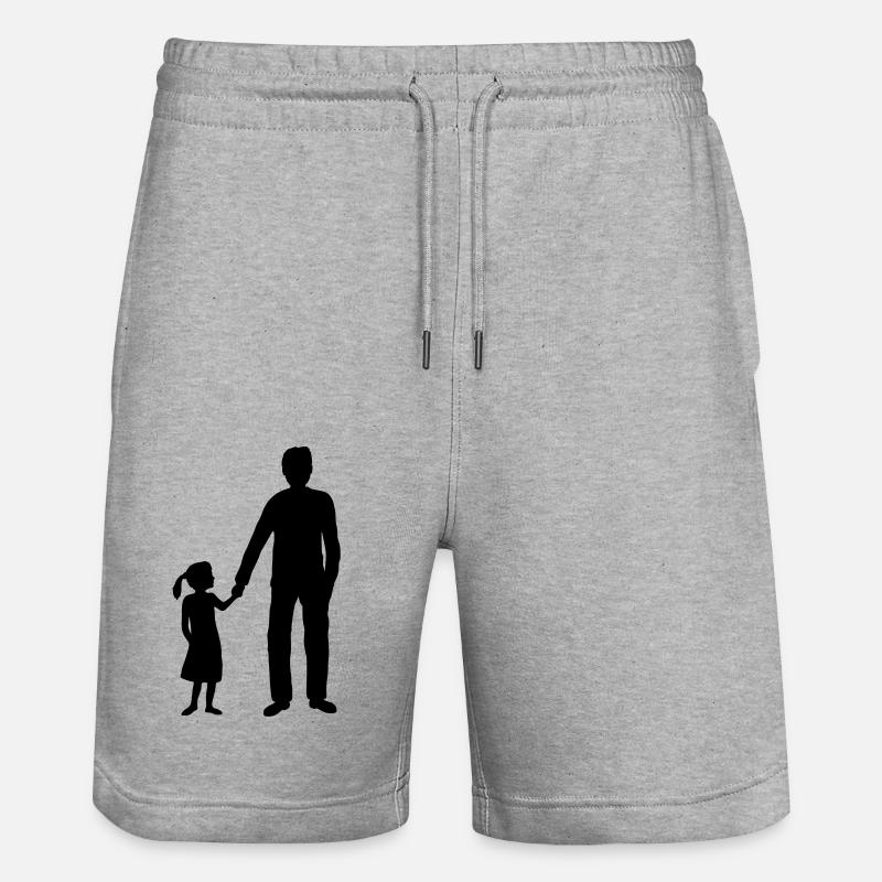 Papa Tochter Team Silhouette - Stanley/Stella Unisex Bio Joggingshorts Trainer  - Grau meliert