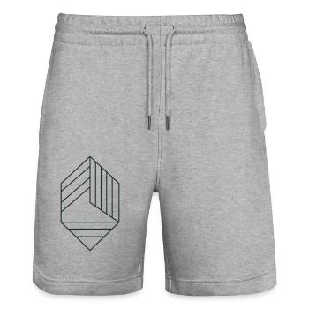 diamant avec lignes - Short de jogging bio TRAINER Stanley/Stella unisexe - gris chiné - Devant - Nik (191cm) & Marisol (170cm)