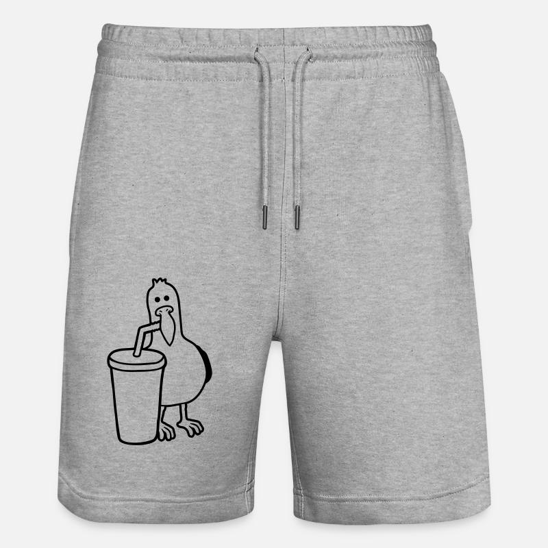Cola Getränk Möwe trinkt - Stanley/Stella Unisex Bio Joggingshorts Trainer  - Grau meliert