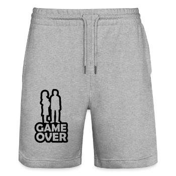 Papa Mama Game Over - Stanley/Stella Unisex Bio Joggingshorts Trainer  - Grau meliert - Vorne - Nik (191cm) & Marisol (170cm)
