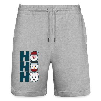HoHoHo Funny Xmas Stuff Icon Santa Snowman & Bear - Stanley/Stella Trainer Unisex Organic Jogging Shorts - heather grey - Front - Nik (191cm) & Marisol (170cm)