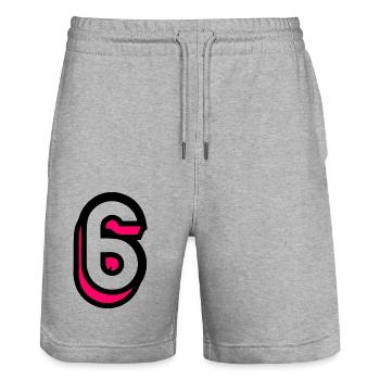 6. HERZLICHEN GLÜCKWUNSCH ZUM GEBURTSTAG. ALLES GUTE ZUM GEBURTSTAG!. ZIFFER - Stanley/Stella Unisex Bio Joggingshorts Trainer  - Grau meliert - Vorne - Nik (191cm) & Marisol (170cm)