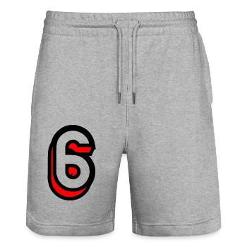 6. 6 ANS. 6e ANNIVERSAIRE. ANNIVERSAIRE 6 ANS. SIX - Short de jogging bio TRAINER Stanley/Stella unisexe - gris chiné - Devant - Nik (191cm) & Marisol (170cm)