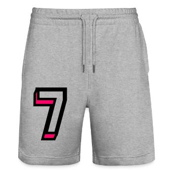 7 JAHRE. 7. JAHRESTAG. GEBURTSTAG 7 JAHRE. 7 - Stanley/Stella Unisex Bio Joggingshorts Trainer  - Grau meliert - Vorne - Nik (191cm) & Marisol (170cm)