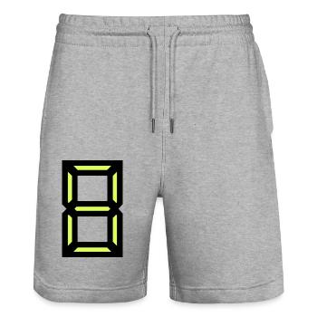 8. 8 YEARS. EIGHT. 8TH ANNIVERSARY. ANNIVERSARY - Stanley/Stella Trainer Unisex Organic Jogging Shorts - heather grey - Front - Nik (191cm) & Marisol (170cm)