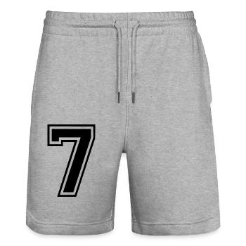 7 - Stanley/Stella Trainer Unisex Organic Jogging Shorts - heather grey - Front - Nik (191cm) & Marisol (170cm)