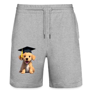 Bachelor Golden Retriever Studies School Leaving Certificate - Stanley/Stella Trainer Unisex Organic Jogging Shorts - heather grey - Front - Nik (191cm) & Marisol (170cm)