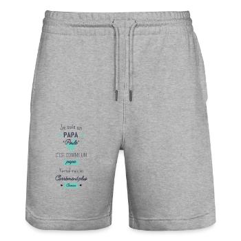 Papa poule carrément plus cocorico - Short de jogging bio TRAINER Stanley/Stella unisexe - gris chiné - Devant - Nik (191cm) & Marisol (170cm)