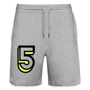 5 JAHRE. 5-JÄHRIGES JUBILÄUM. GEBURTSTAG 5 JAHRE. 5 - Stanley/Stella Unisex Bio Joggingshorts Trainer  - Grau meliert - Vorne - Nik (191cm) & Marisol (170cm)