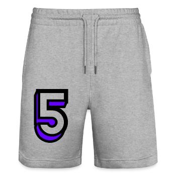 5. 5 JAHRE. 5-JÄHRIGES JUBILÄUM. GEBURTSTAG 5 JAHRE. 5 - Stanley/Stella Unisex Bio Joggingshorts Trainer  - Grau meliert - Vorne - Nik (191cm) & Marisol (170cm)