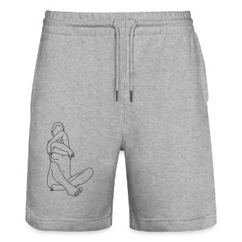 shirt 2 - Stanley/Stella Unisex Bio Joggingshorts Trainer  - Grau meliert - Vorne - Nik (191cm) & Marisol (170cm)