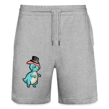 hugadino Parasaurolophus dino, cute dinosaur - Stanley/Stella Trainer Unisex Organic Jogging Shorts - heather grey - Front - Nik (191cm) & Marisol (170cm)