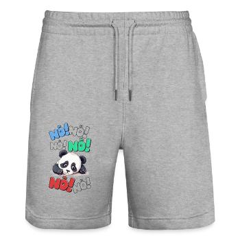 Nö Einfach Nö No Nein Panda Bär Lustig Spruch - Stanley/Stella Unisex Bio Joggingshorts Trainer  - Grau meliert - Vorne - Nik (191cm) & Marisol (170cm)