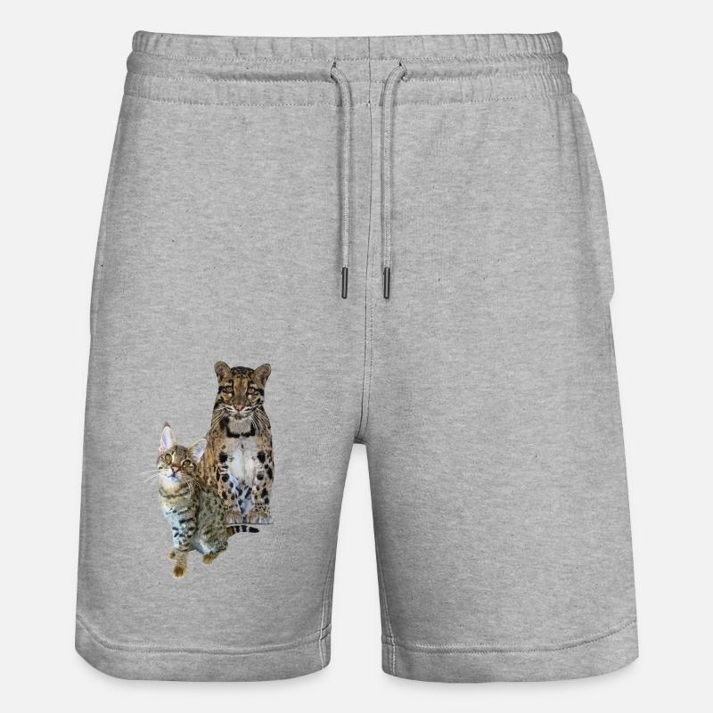 Panthère nébuleuse et chat - Short de jogging bio TRAINER Stanley/Stella unisexe - gris chiné