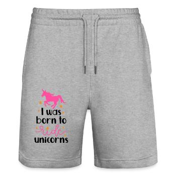 I was born to ride unicorn - Short de jogging bio TRAINER Stanley/Stella unisexe - gris chiné - Devant - Nik (191cm) & Marisol (170cm)