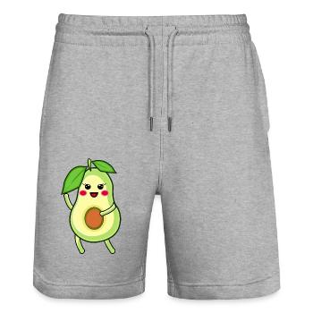 Süße Avocado mit Blatt winkt dir zu - Stanley/Stella Unisex Bio Joggingshorts Trainer  - Grau meliert - Vorne - Nik (191cm) & Marisol (170cm)