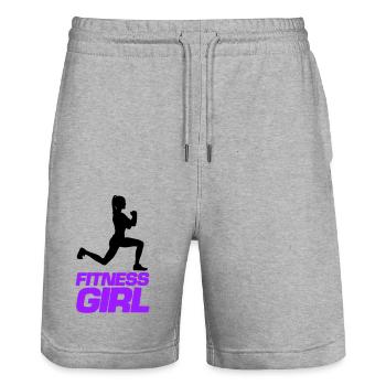 Fille de fitness - Short de jogging bio TRAINER Stanley/Stella unisexe - gris chiné - Devant - Nik (191cm) & Marisol (170cm)