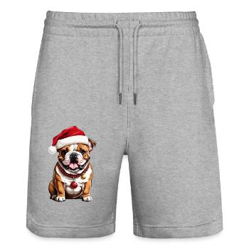 Adorable Christmas dog - Stanley/Stella Trainer Unisex Organic Jogging Shorts - heather grey - Front - Nik (191cm) & Marisol (170cm)