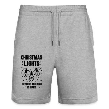Christmas Lights Because Adulting is Hard - Stanley/Stella Trainer Unisex Organic Jogging Shorts - heather grey - Front - Nik (191cm) & Marisol (170cm)