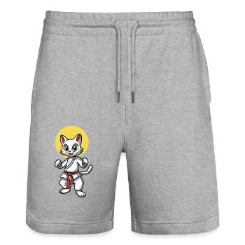 Chat de combat - Short de jogging bio TRAINER Stanley/Stella unisexe - gris chiné - Devant - Nik (191cm) & Marisol (170cm)