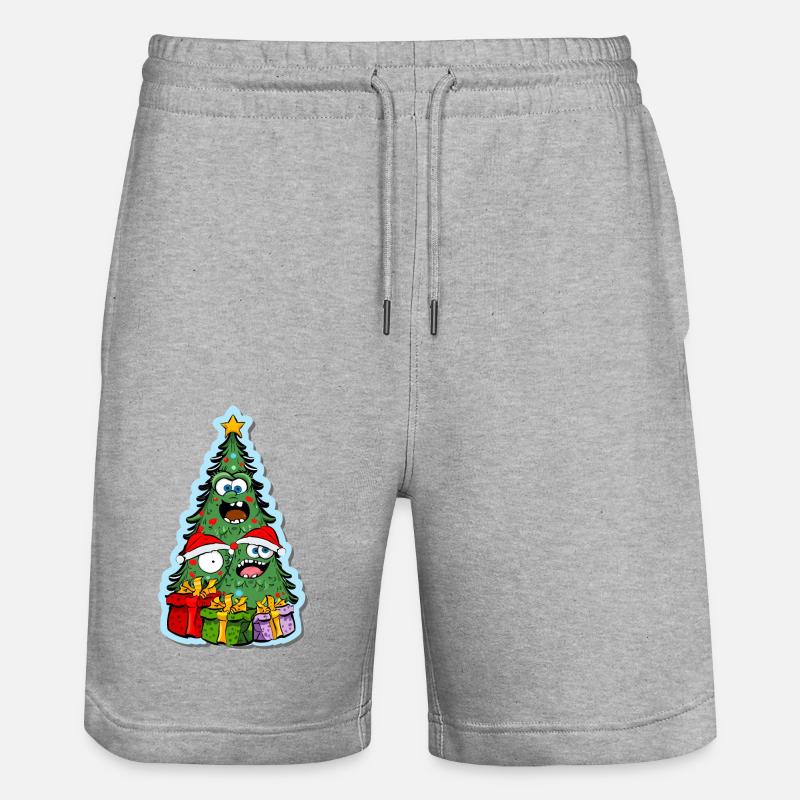 lustiger Weihnachtsbaum - Stanley/Stella Unisex Bio Joggingshorts Trainer  - Grau meliert
