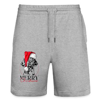 Père Noël Dogue Allemand Joyeux Noël Wilsigns - Short de jogging bio TRAINER Stanley/Stella unisexe - gris chiné - Devant - Nik (191cm) & Marisol (170cm)